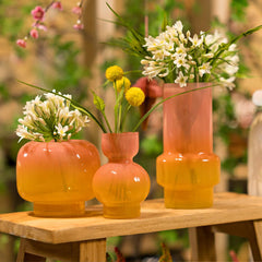 Γυάλινο Βάζο Ombre Ροζ–Πορτοκαλί