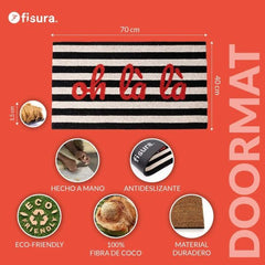 FISURA DOORMAT OH LA LA BLACK WHITE STRIPES