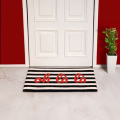 FISURA DOORMAT OH LA LA BLACK WHITE STRIPES
