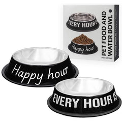 FISURA PET FOOD & WATER BOWL 2pcs EVERY HOUR IS HAPPY HOUR
