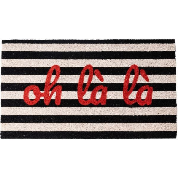 FISURA DOORMAT OH LA LA BLACK WHITE STRIPES