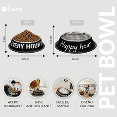 FISURA PET FOOD & WATER BOWL 2pcs EVERY HOUR IS HAPPY HOUR