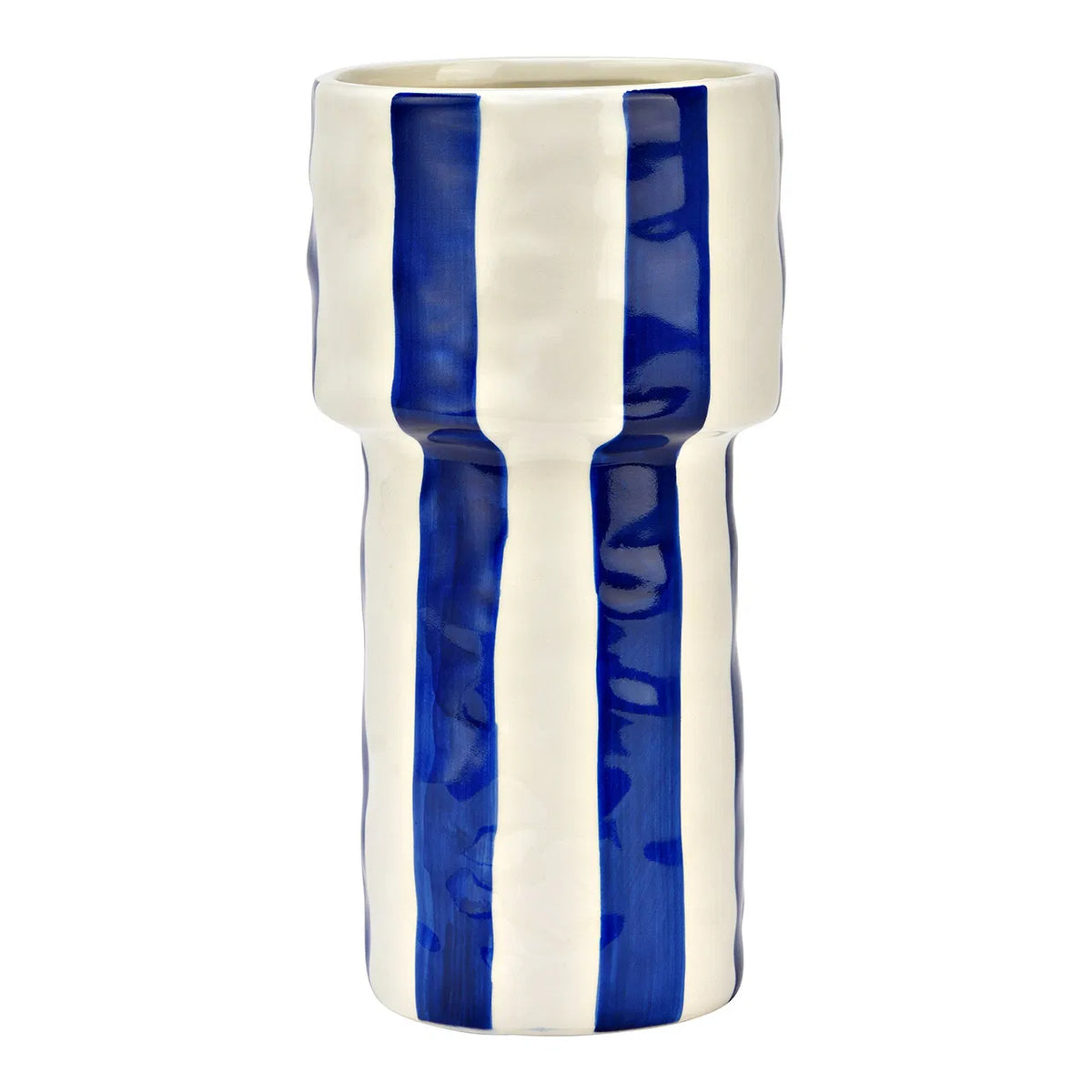 Blue Striped Tall Ceramic Βάζο