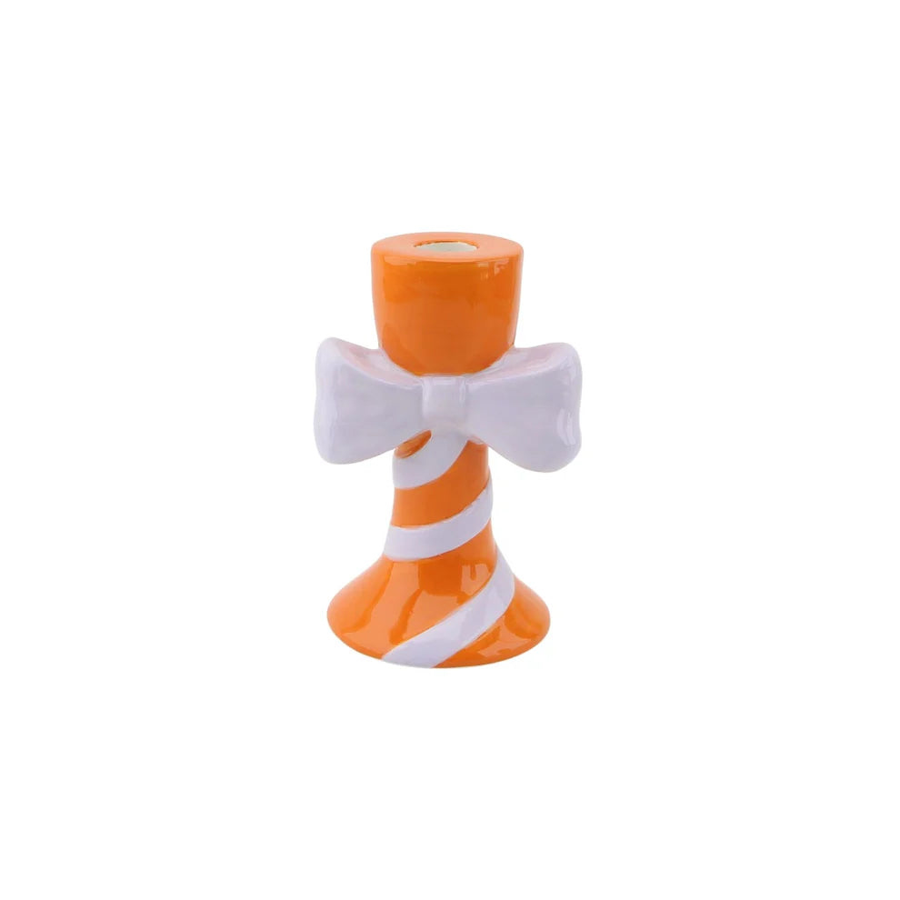 Bow Tie Ceramic Κηροπήγιο – Orange & White