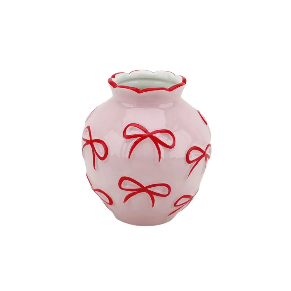 Ribbon Ceramic Βάζο – Pink & Red
