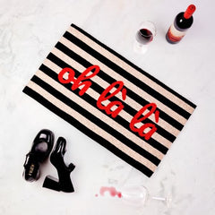 FISURA DOORMAT OH LA LA BLACK WHITE STRIPES