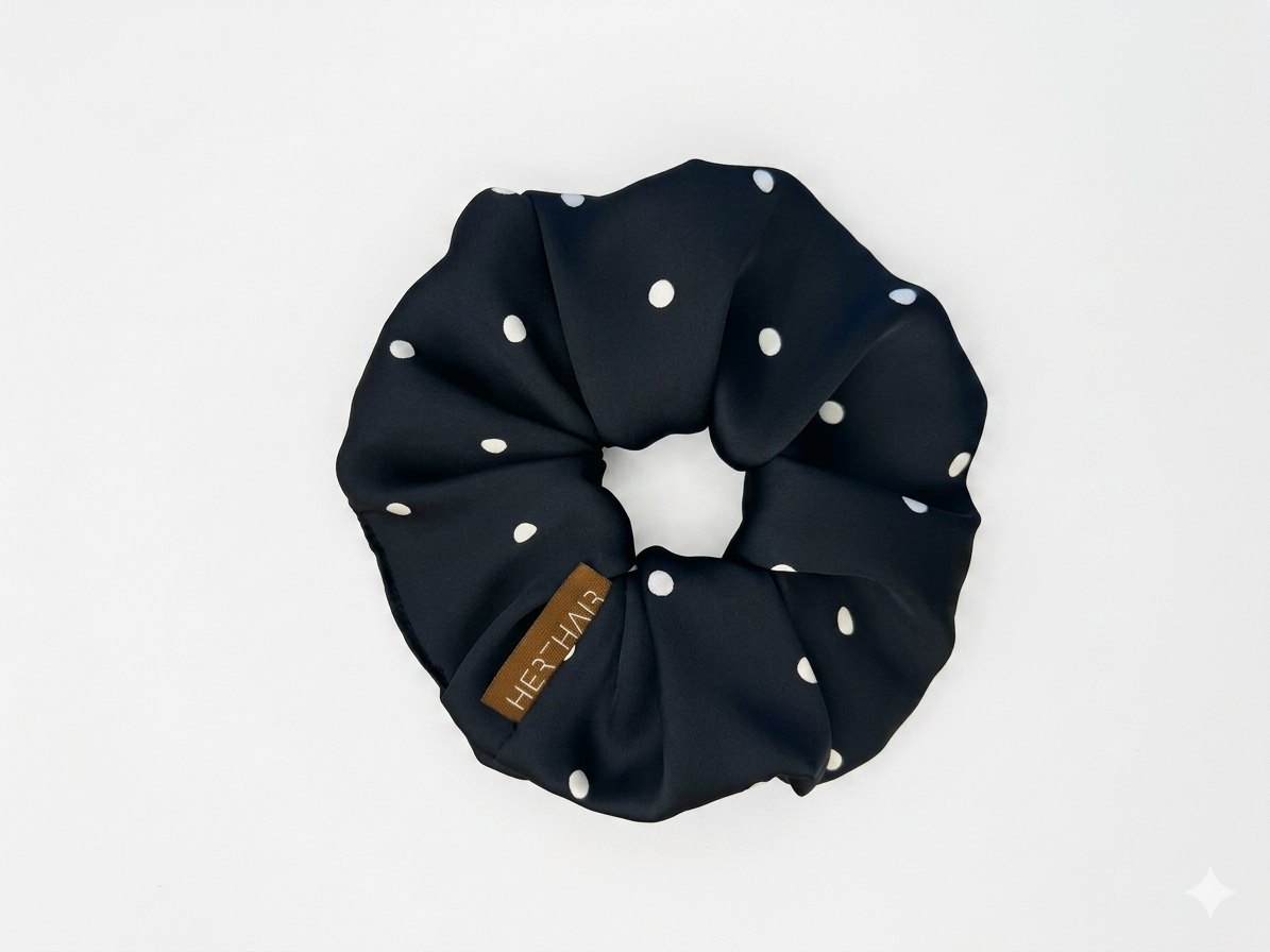 Black dots scrunchie