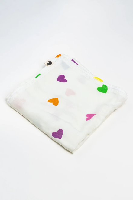 Multi Hearts Rainbow Color Τετράγωνο Μαντήλι