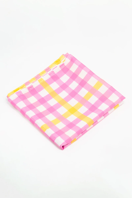 Yellow Pink Checkered Τετράγωνο Μαντήλι Petit Boutik