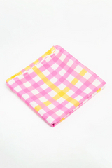 Yellow Pink Checkered Τετράγωνο Μαντήλι Petit Boutik
