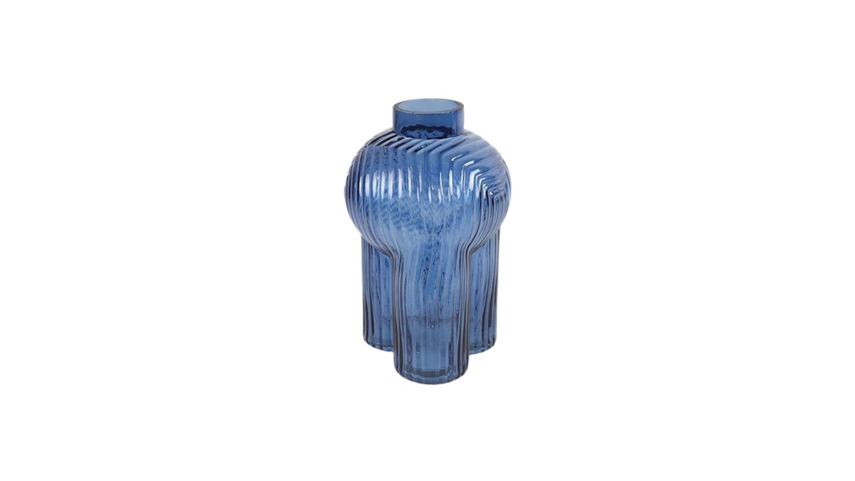 Blue Ripple Glass Vase