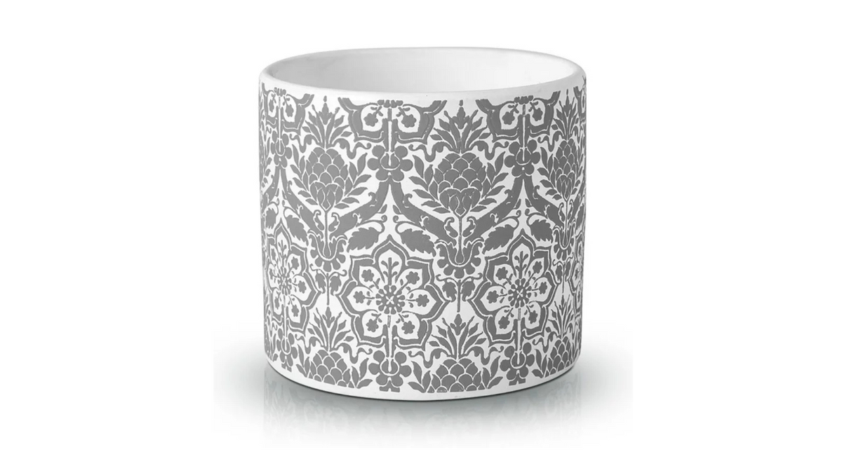 Ceramic Planter with Grey Pattern