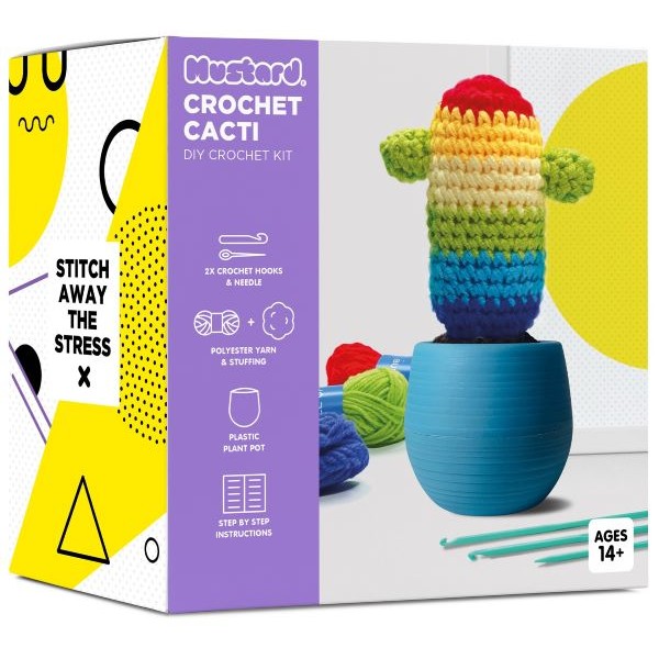 MUSTARD CROCHET CACTI DIY RAINBOW DESIGN