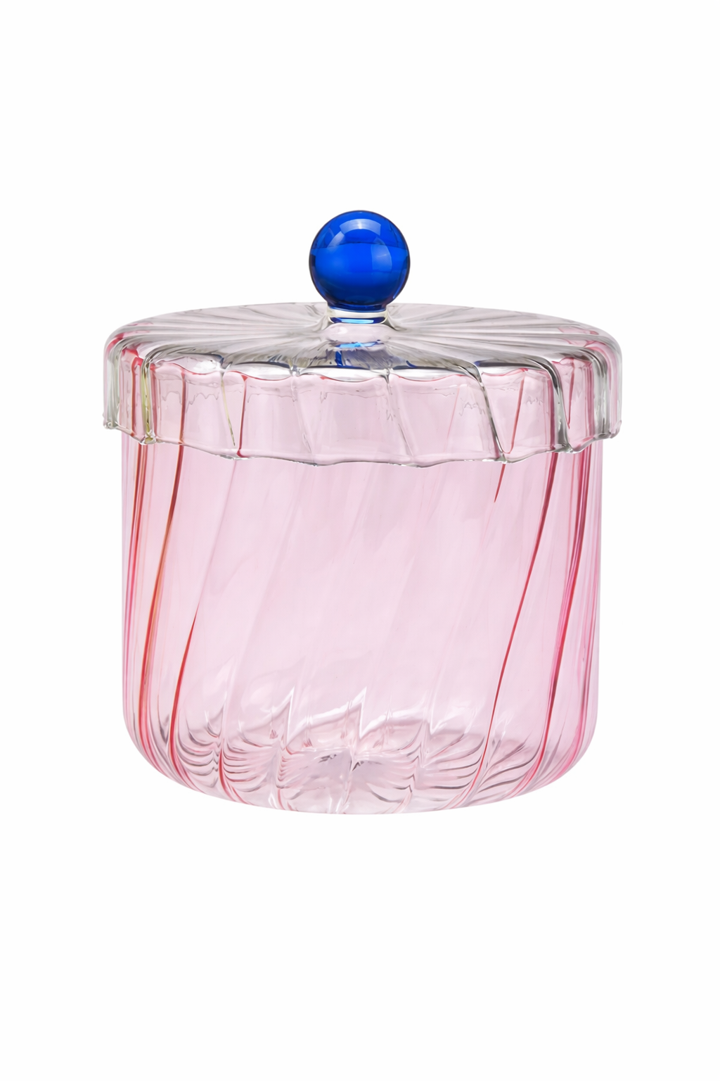 Γυάλινο Δοχείο με Καπάκι σε Ροζ Απόχρωση