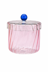 Γυάλινο Δοχείο με Καπάκι σε Ροζ Απόχρωση