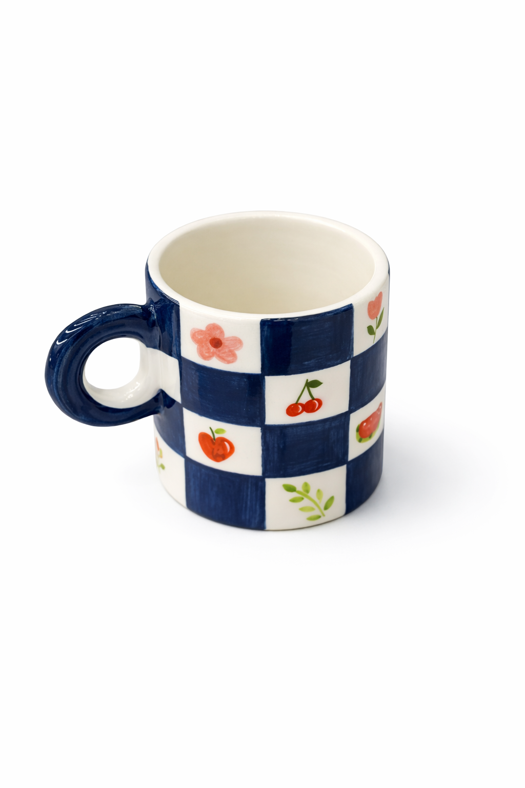 Κεραμική Κούπα Καρό Μπλε